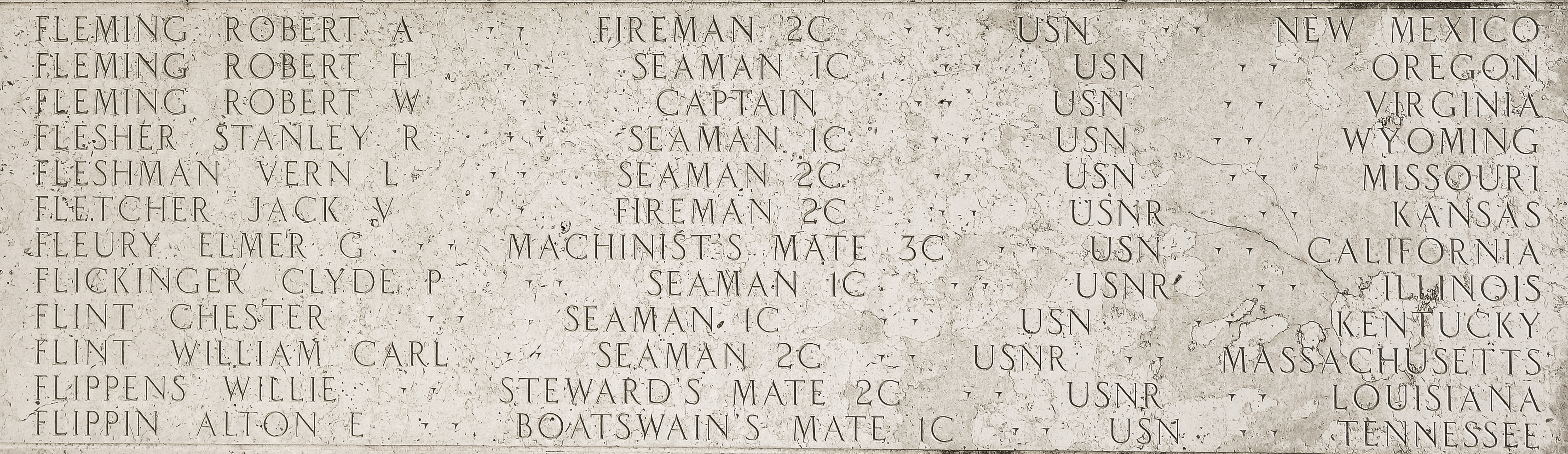 William Carl Flint, Seaman Second Class